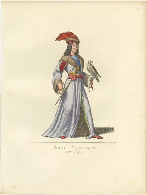 Antique Print of a Provencal Nobleman, 15th Century, by Bonnard, 1860, view 2