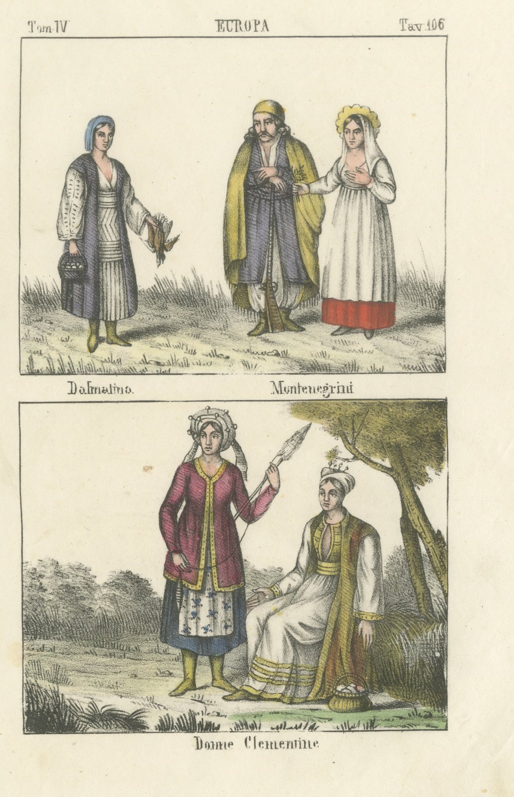 A Dalmatian, Montenegrins and Clementine Women in Costume, 1842