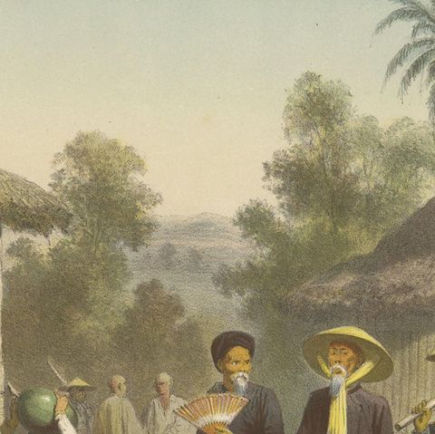 Costumes of Vietnam, Cambodia & Siam, Annamite, Cambodian & Siamese Dress c.187, close-up 1