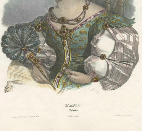Antique Costume Print of Asia by Lemercier, circa 1840, view 4