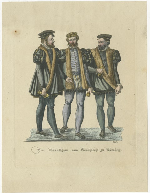 Renaissance Nobility: Württemberg and Mainz Engraved and Handcolored, circa 1850, view 2