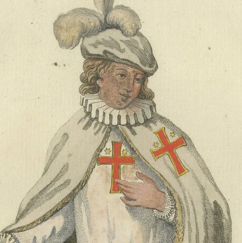 Knight of the Holy Virgin Mary in Winter Attire: 18th-Century Engraving, close-up 5