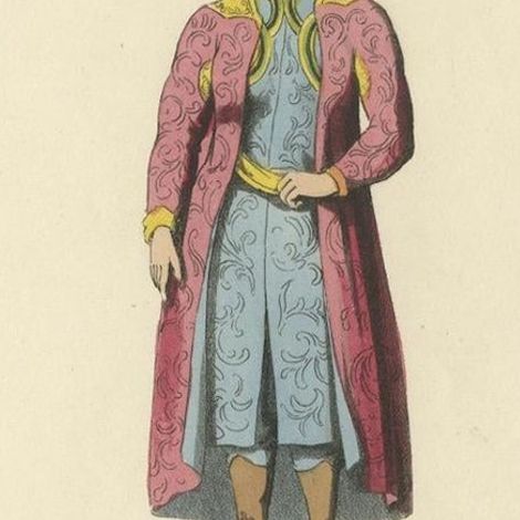 Cultural Tapestry: Traditional Female Attire of 19th Century Russia, 1814, close-up 1
