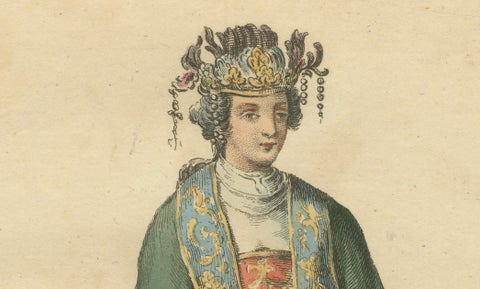 Chinese Lady in Traditional Dress, Antique Costume Print, Jefferys, 1749, close-up 2