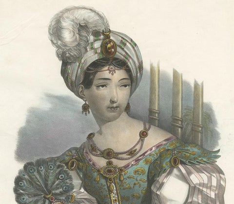 Antique Costume Print of Asia by Lemercier, circa 1840, view 3