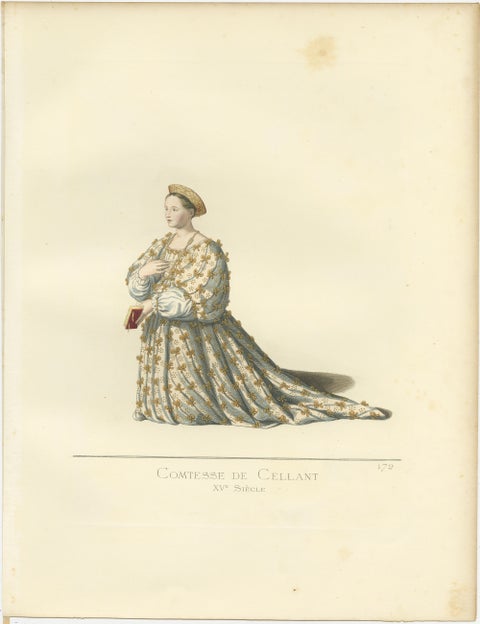 Bianca Maria, Countess of Cellant, 15th Century Italian Costume by Mercuri 1861, view 2