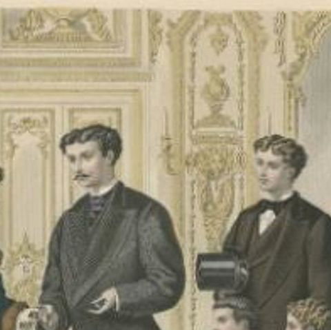 Antique Men Fashion Print of the 19th Century, close-up 1