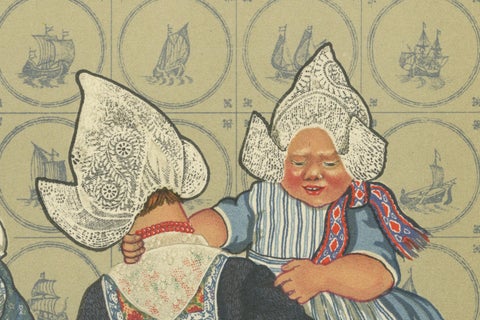 Charming Vintage Print, Women & Children of Volendam in Traditional Dress, 1932, close-up 3