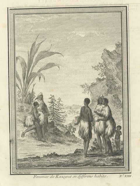 Antique Engraving of Women of Kazegut in Sierra Leone, Africa, c.1750, close-up 1