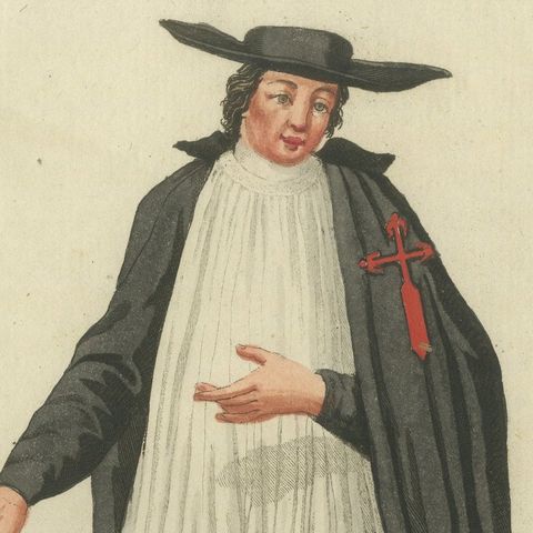 Cleric of the Order of Saint James in Spain in Ordinary Dress, 1791 Engraving, close-up 4