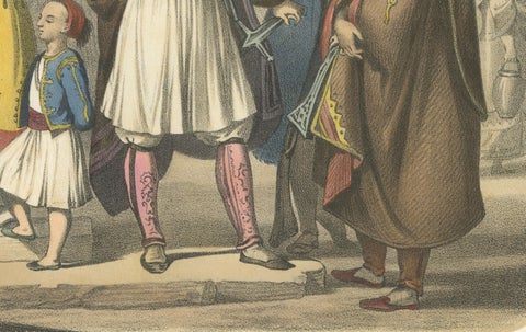 Greek Costumes, Athenians and Palicars of Selléide, c.1845, close-up 3