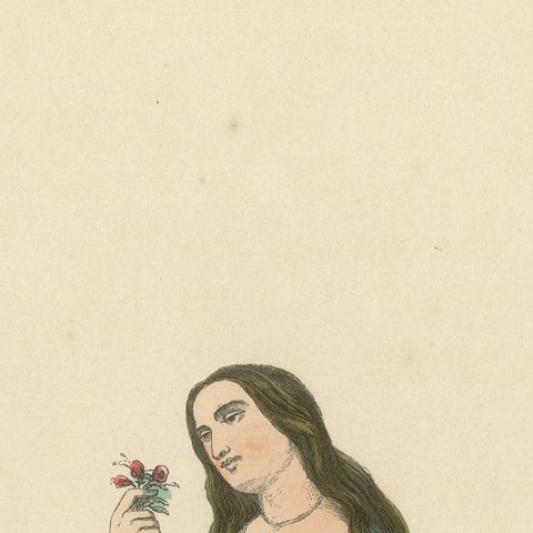 13th Century Elegance: A Noblewoman Amidst Nature in Medieval Attire, 1847, close-up 4