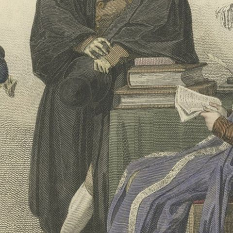 Old Print of Nobleman and Fellow-Commoners of Trinity and Emanuel College, 1815, close-up 4