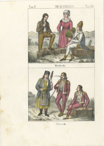 Morlachs by the Sea and Uskoks, Hand Colored Costume Lithograph, 1842, view 2