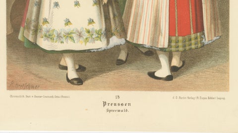 Spreewald Folk Costumes, Prussia, Women in Traditional Dress, c.1875, close-up 5