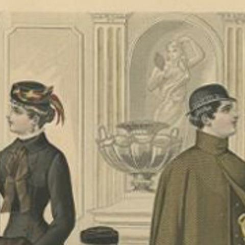 Original Antique Fashion Print, Published in October, 1882, close-up 1