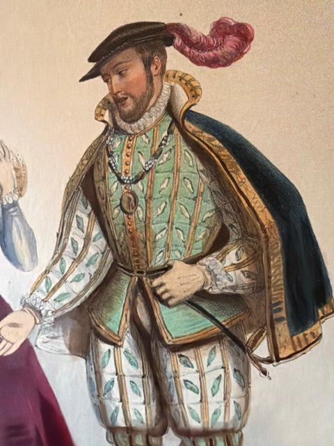Henri II & Catherine de' Medici French Court Costume Lithograph, 1847, view 3