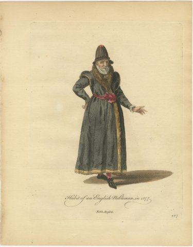 Habit of an English Nobleman in 1577, Fur Lined Gown, Jefferys Plate, 1757, view 2