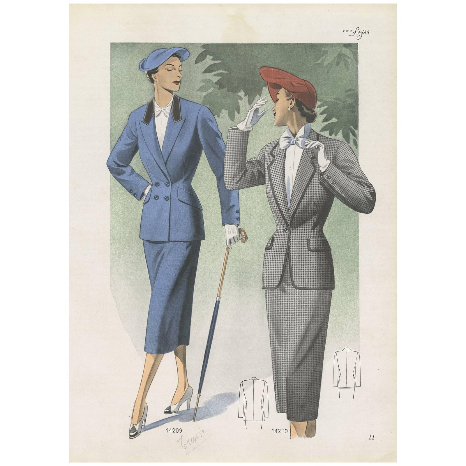 Vintage Fashion Print 'Pl. 14209' Published in Ladies Styles, 1951