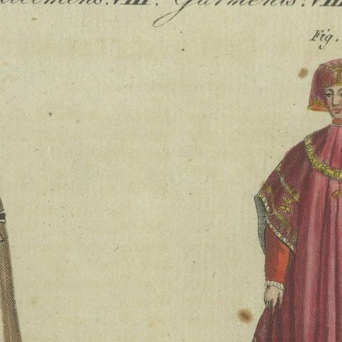 18th-Century Aristocratic and Ceremonial Attire: Handcolored Engraving of 1805, close-up 4
