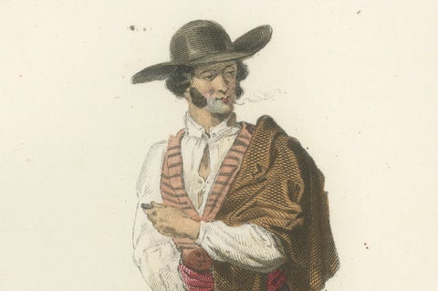 Set of Three Antique Iberian Costume Engravings, Spain & Portugal, circa 1850, close-up 5