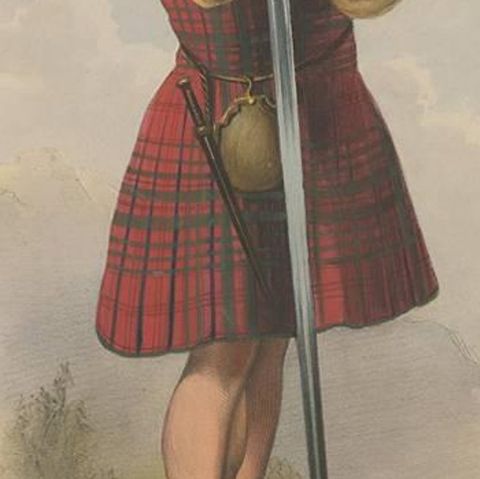 Antique Costume Print 'Mac Dugal' "Scotland" by L. Dickinson, circa 1847, close-up 2