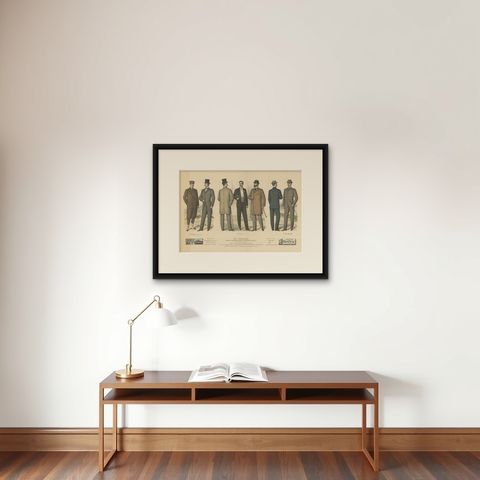 Original Antique Fashion Print, Published in May, 1898, shown framed on a wall