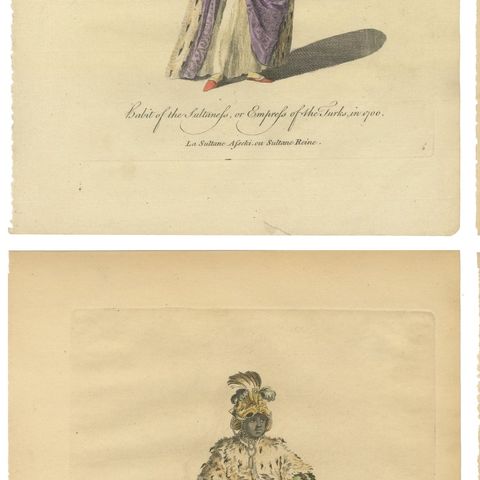 Set of 6 Ottoman Costume Prints, Hand-Colored Engravings, 1767, close-up 2