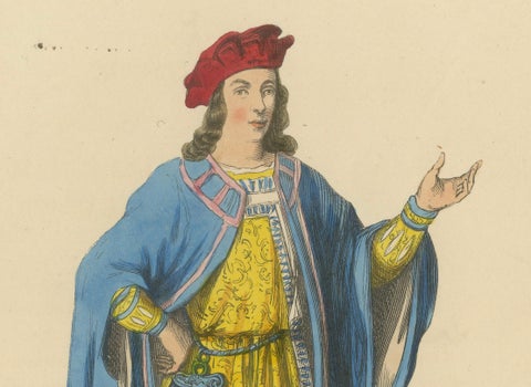 Lord Beaumont in Courtly Attire, Costume Di Moyen Age, 1847, close-up 3