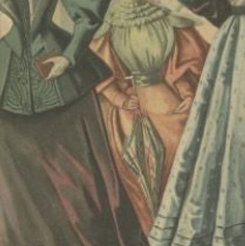 Antique Fashion Print from Germany showing a Group of Ladies, 1894, close-up 1