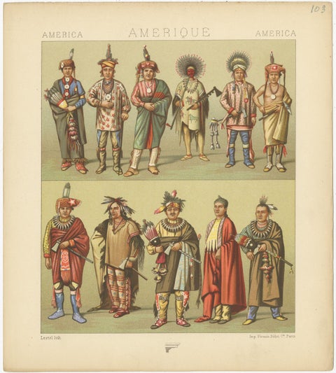 Pl. 103 Antique Print of 'Native' American Costumes Racinet, 'circa 1880', view 2