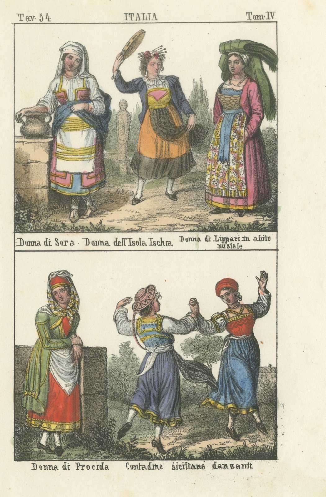 Women of Sora, Ischia, Lipari and Procida with Sicilian Dancers, 1842