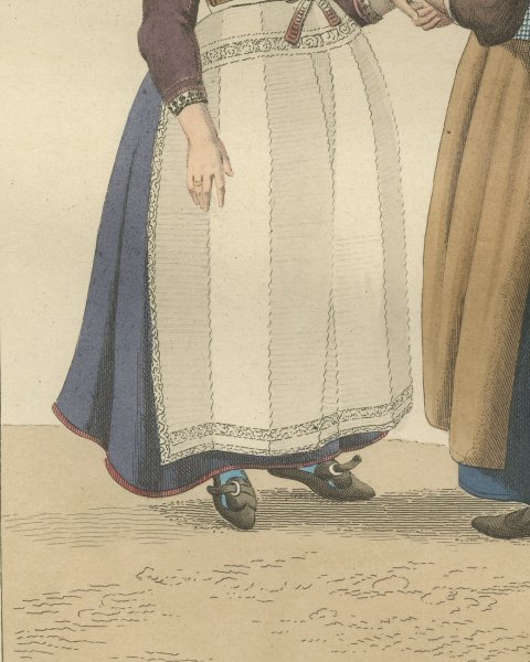Congratulating the Bride, Dutch Costume Print, Maaskamp, 1811, close-up 2