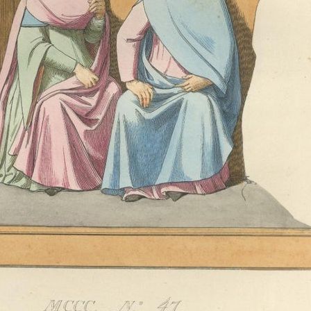 Military and Judicial Costumes from Medieval Italian Society - Published in 1845, close-up 1