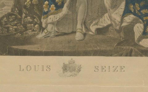 Antique Portrait Engraving of Louis XVI in Coronation Robes, c.1790–1820, close-up 5