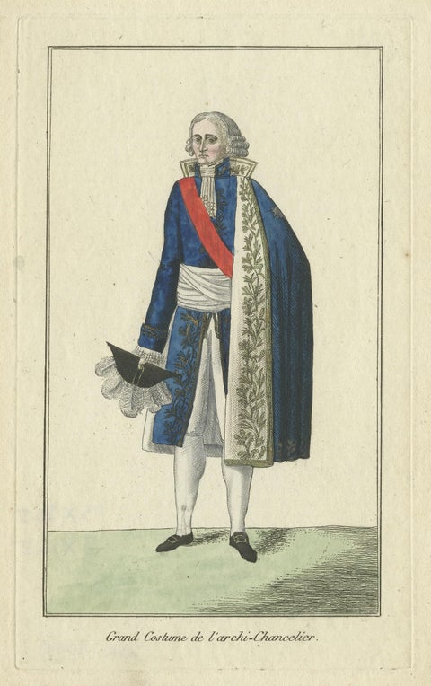 Antique Costume Print of a French Chancellor, circa 1810, view 3