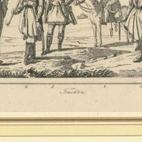 Antique Print of Military Costumes of the Caucasus Region, circa 1880, close-up 2