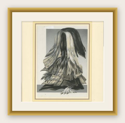 French Art Nouveau Fashion Design of Fur Pelts and Trimmings, c.1910, shown framed
