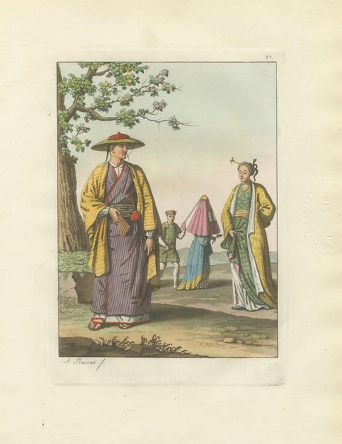 Japanese Costume Scene Edo Period, Ferrario Il Costume Antico e Moderno, 1815, close-up 1