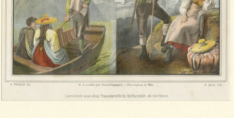 Austrian Folk Costume Pair, Hausruckkreis, Alpine Genre Scenes, 19th Century, close-up 5
