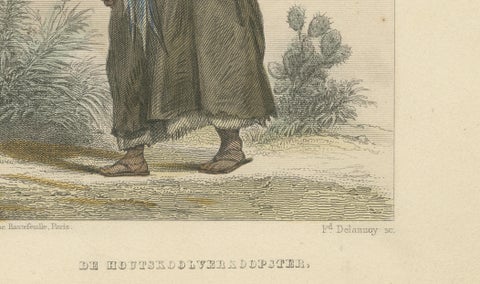 Mexican Market Indian and Firewood Seller, Hand-Colored Costume Print, 1865, close-up 3