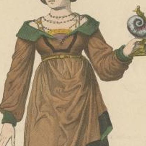 Antique Costume Print of a German Noblewoman by Lipperheide, c.1880, close-up 2
