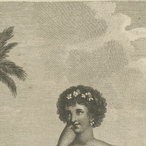 Ceremonial Grace: The Gift-Bearing Attire of a Tahitian Woman in 1799, close-up 3