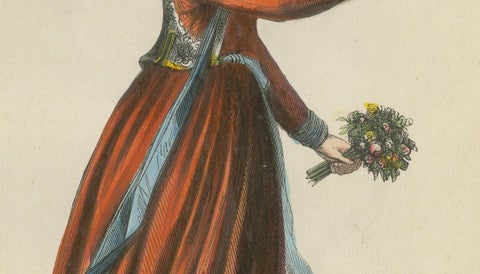 Young Roman Woman of Nettuno (near Rome) - Antique Costume Lithograph, c.1852, close-up 3