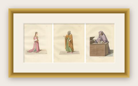 Florentine Grace, Jewish Scholar & Renaissance Notary in Costume, Print of 1845, shown framed