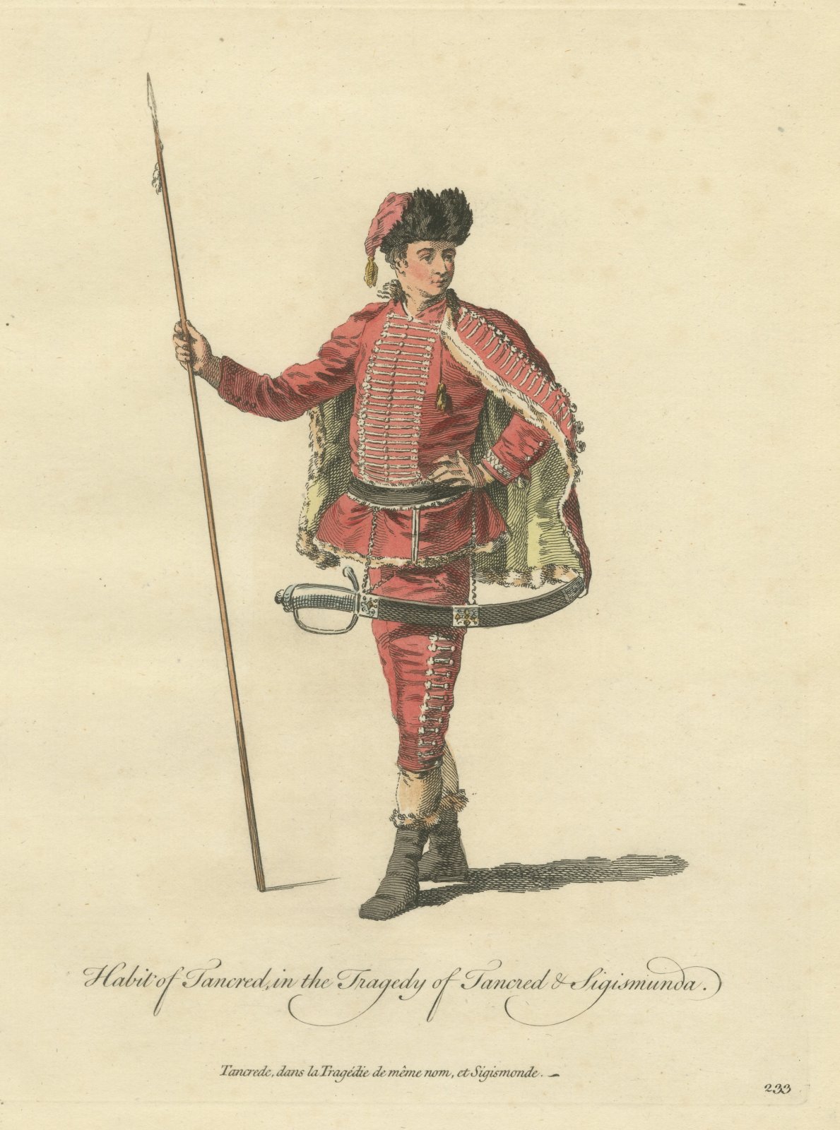 Tancred in Tancred and Sigismunda, Georgian Stage Costume, Jefferys, 1757