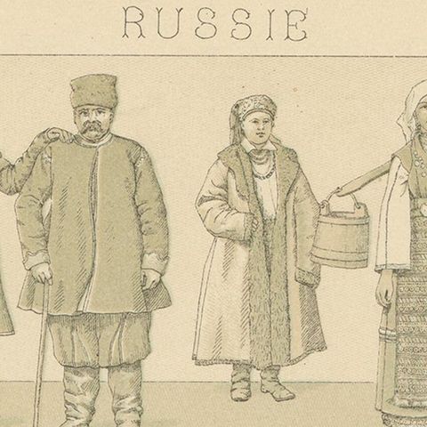 Pl. 111 Antique Print of Russian Costumes Racinet, 'circa 1880', close-up 1