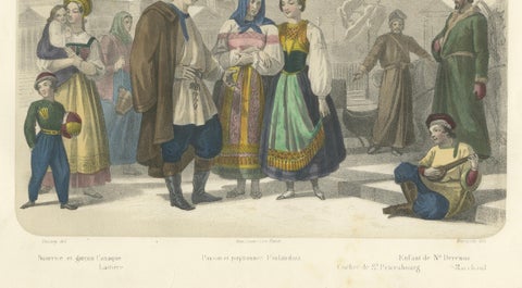 Russian and Finnish Costumes, Peasants and Nobility of St. Petersburg, c.1845, close-up 3