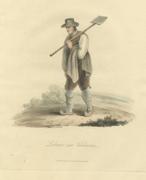 Laborer near Valenciennes, Working Dress, Antique Ackermann Print, 1817