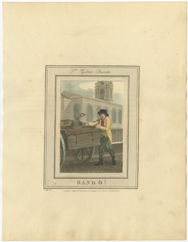 Sand Seller at Saint Giles's Church, Cries of London, 1804, view 2